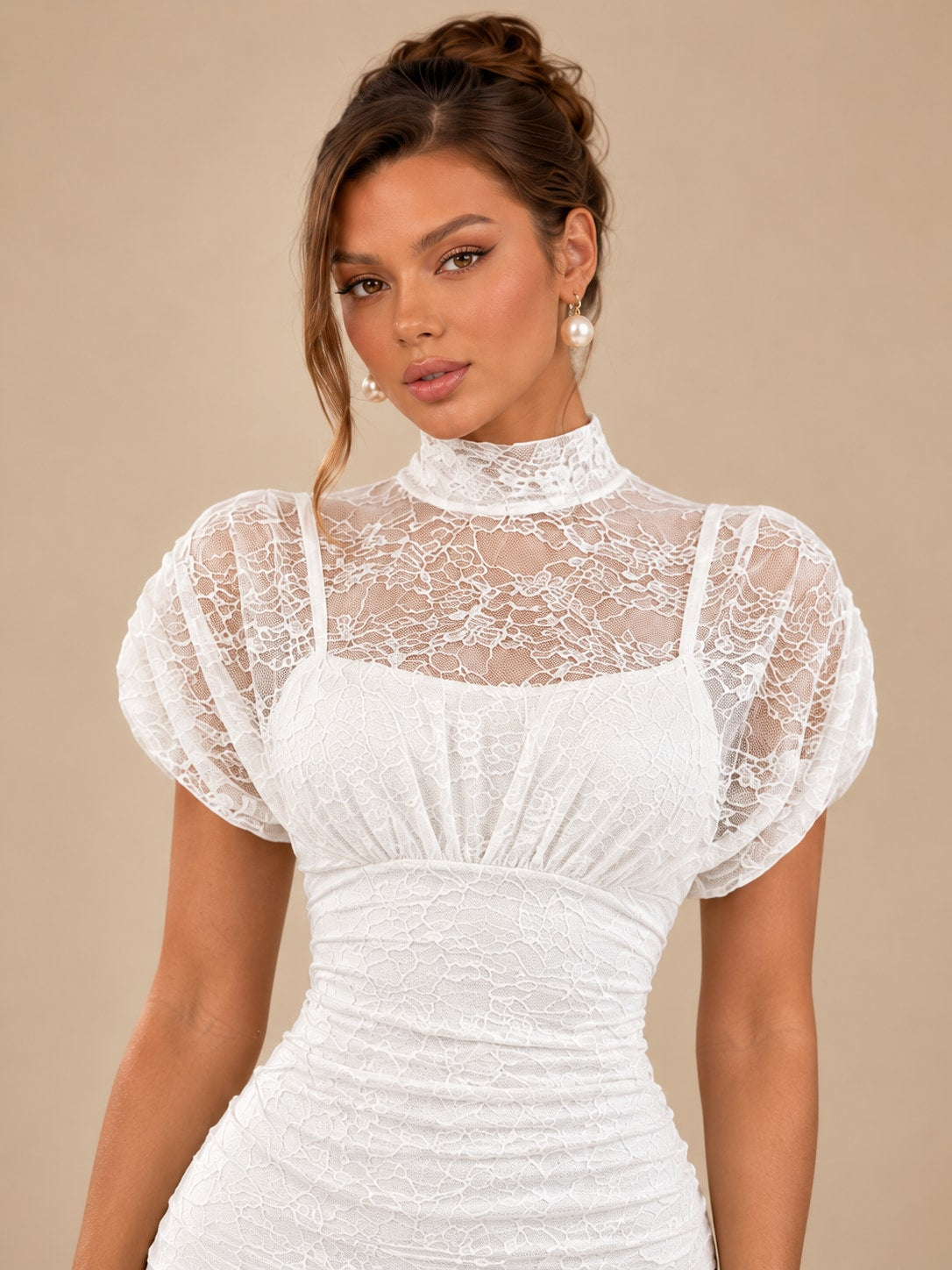 White Lace Mermaid Dress for Formal & Wedding Guest