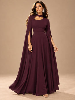 KoKodress Cape Sleeve Cutout Maxi Dress for Formal Parties