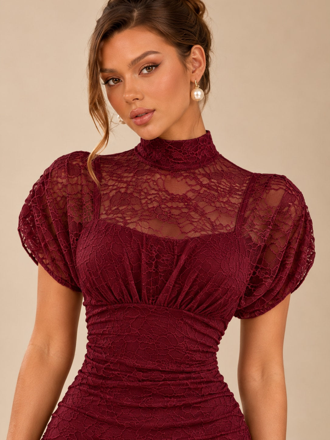 Wine Red Lace Mermaid Dress for Formal & Wedding Guest