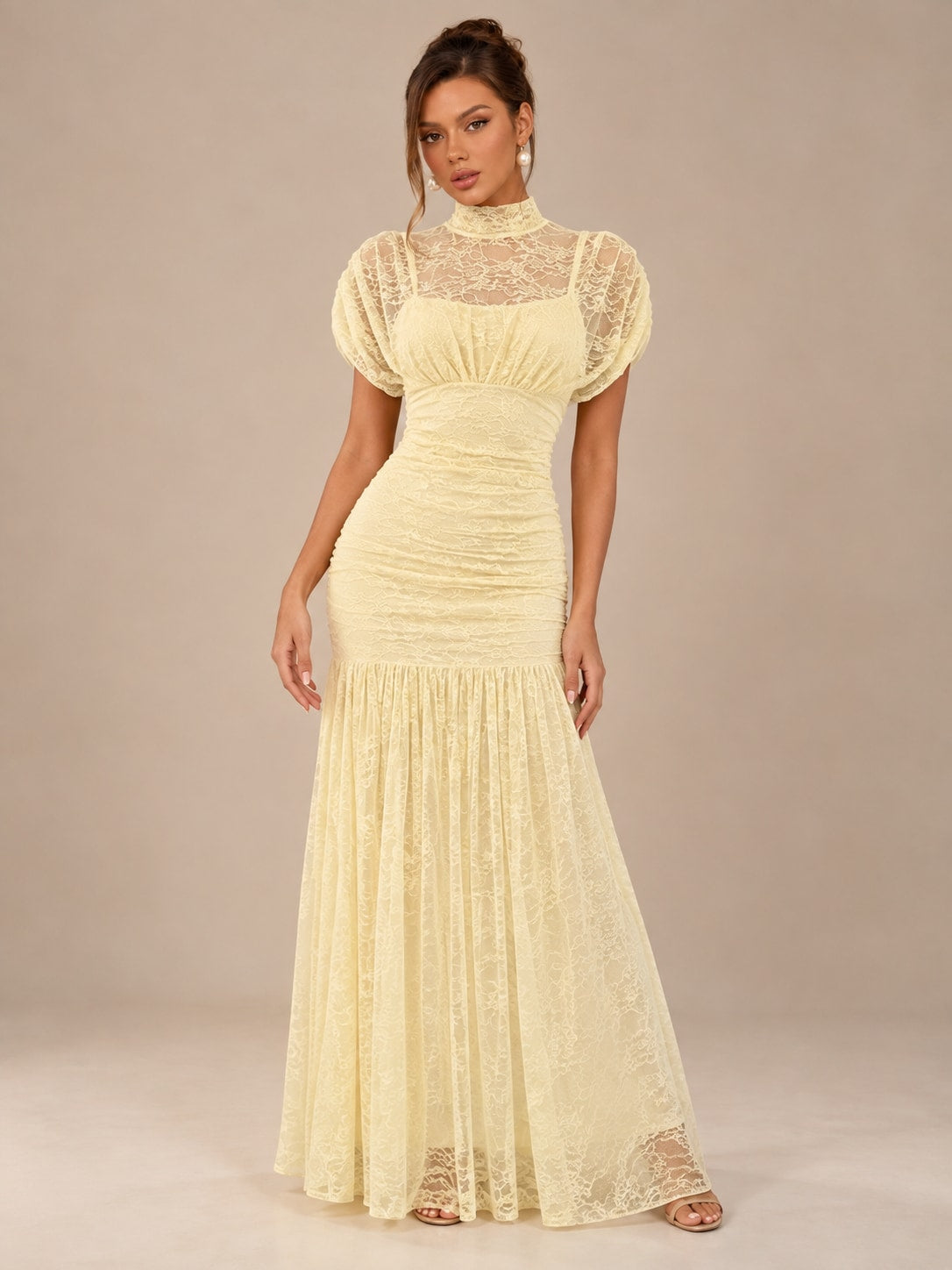 Yellow Lace Mermaid Dress for Formal & Wedding Guest