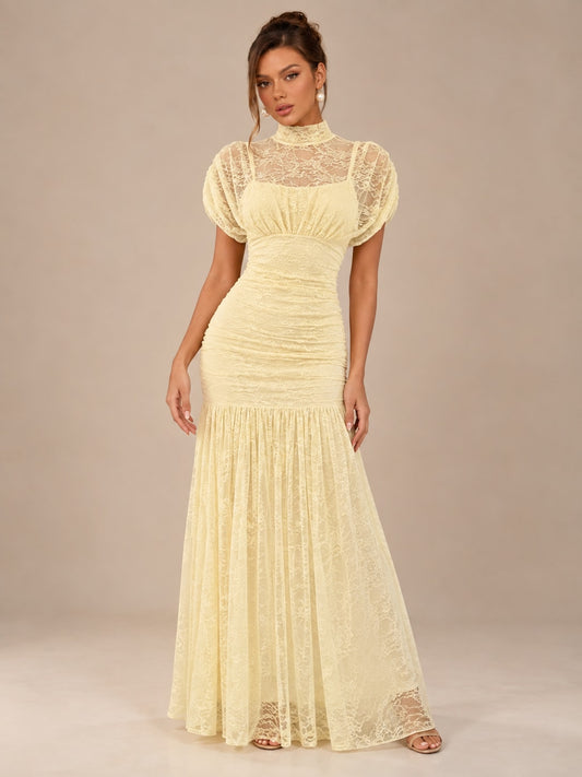 Yellow Lace Mermaid Dress for Formal & Wedding Guest