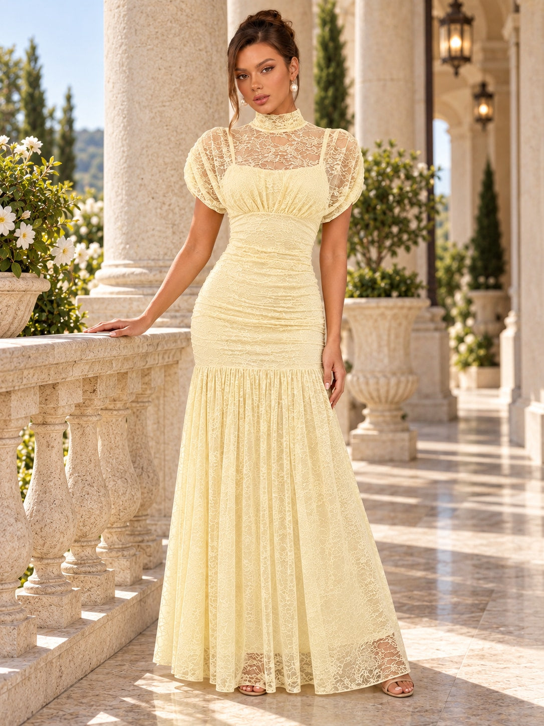 Yellow Lace Mermaid Dress for Formal & Wedding Guest