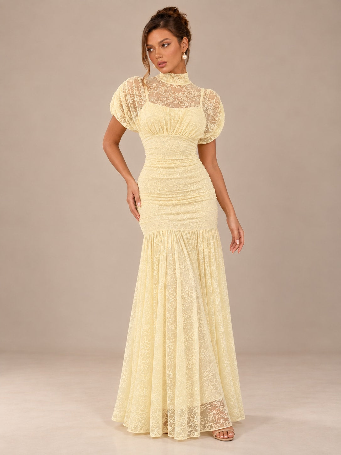 Yellow Lace Mermaid Dress for Formal & Wedding Guest