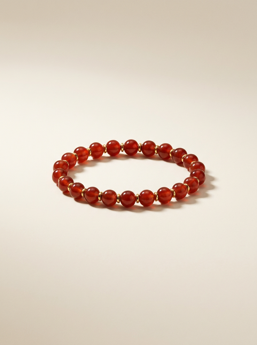 Red Agate Beaded Bracelet