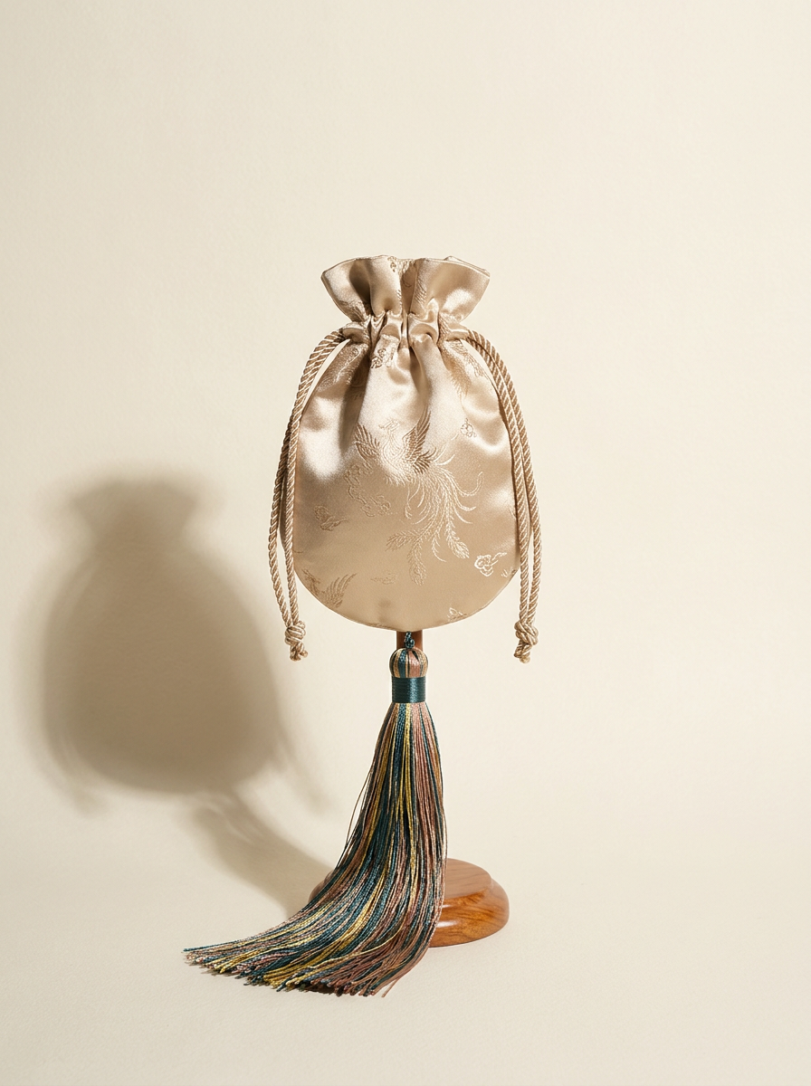 Tasseled Silk Drawstring Purse