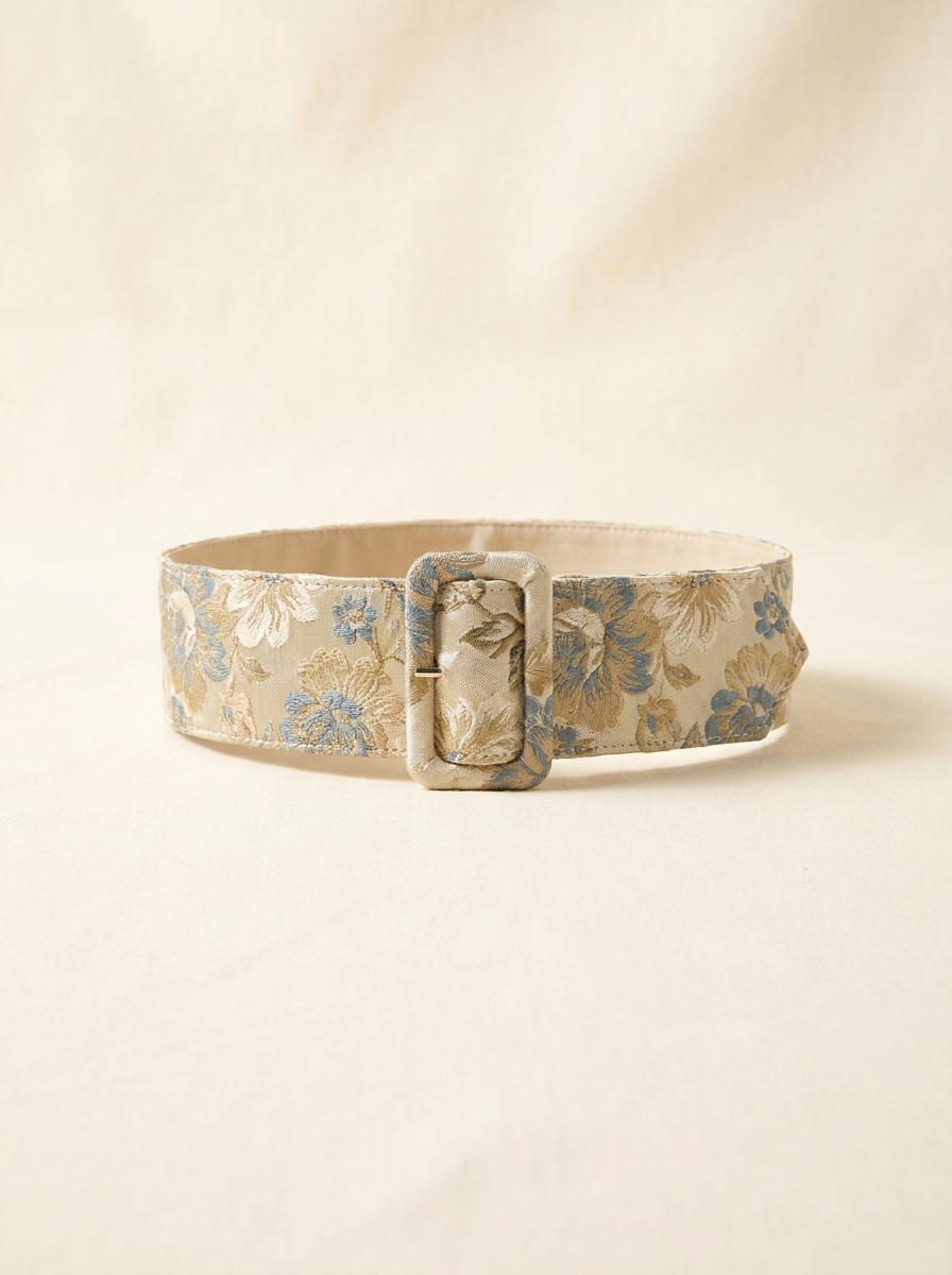 Floral Jacquard Wide Belt