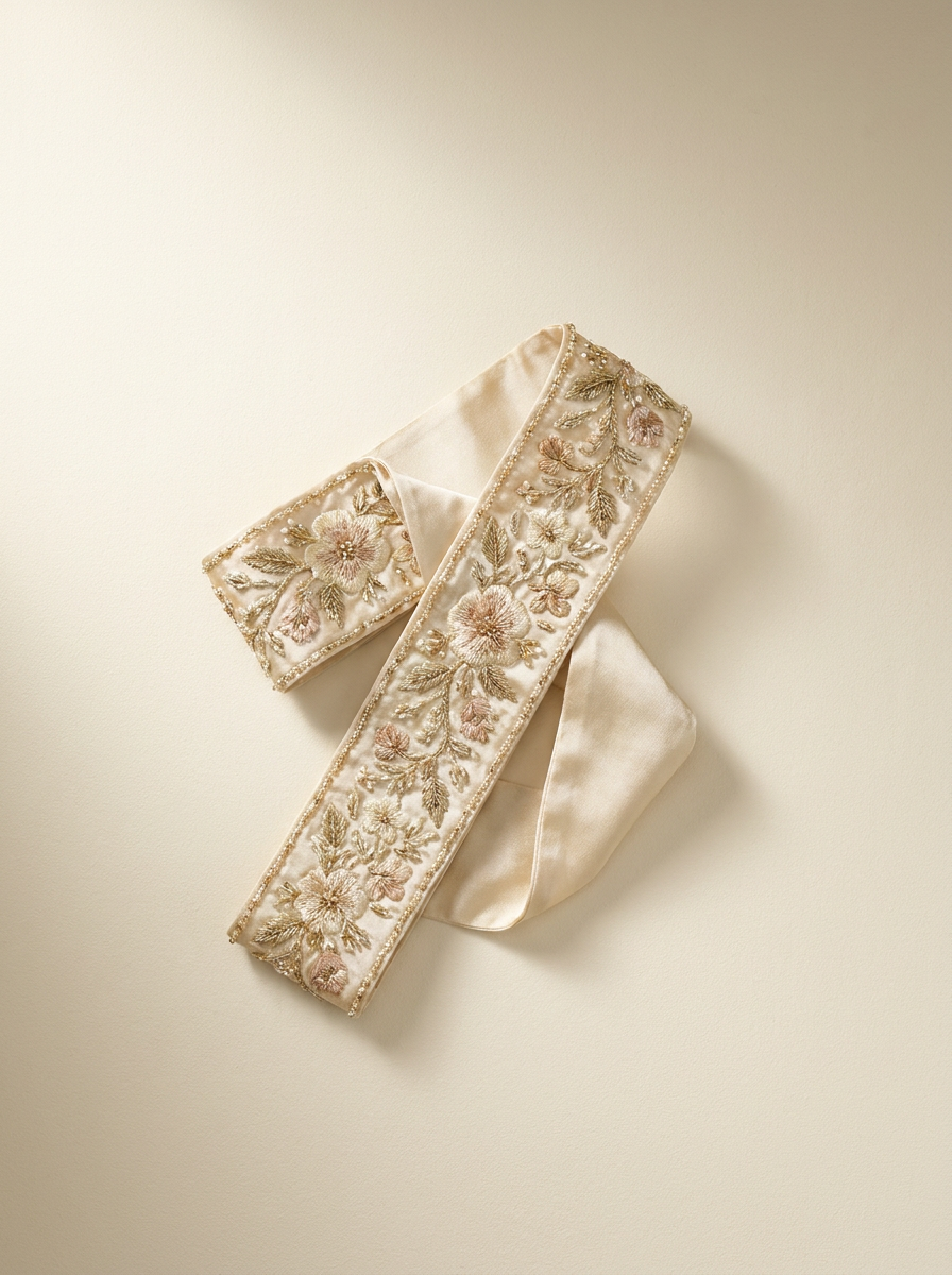 Beaded Ribbon Sash