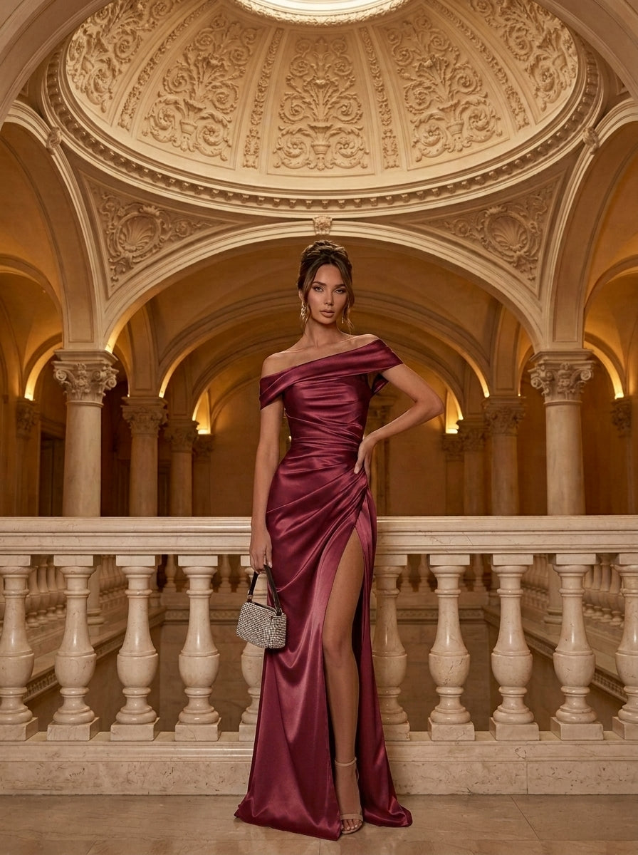 KoKodress Satin Off-Shoulder Ruched Maxi Dress for Formal | detail-11.jpg