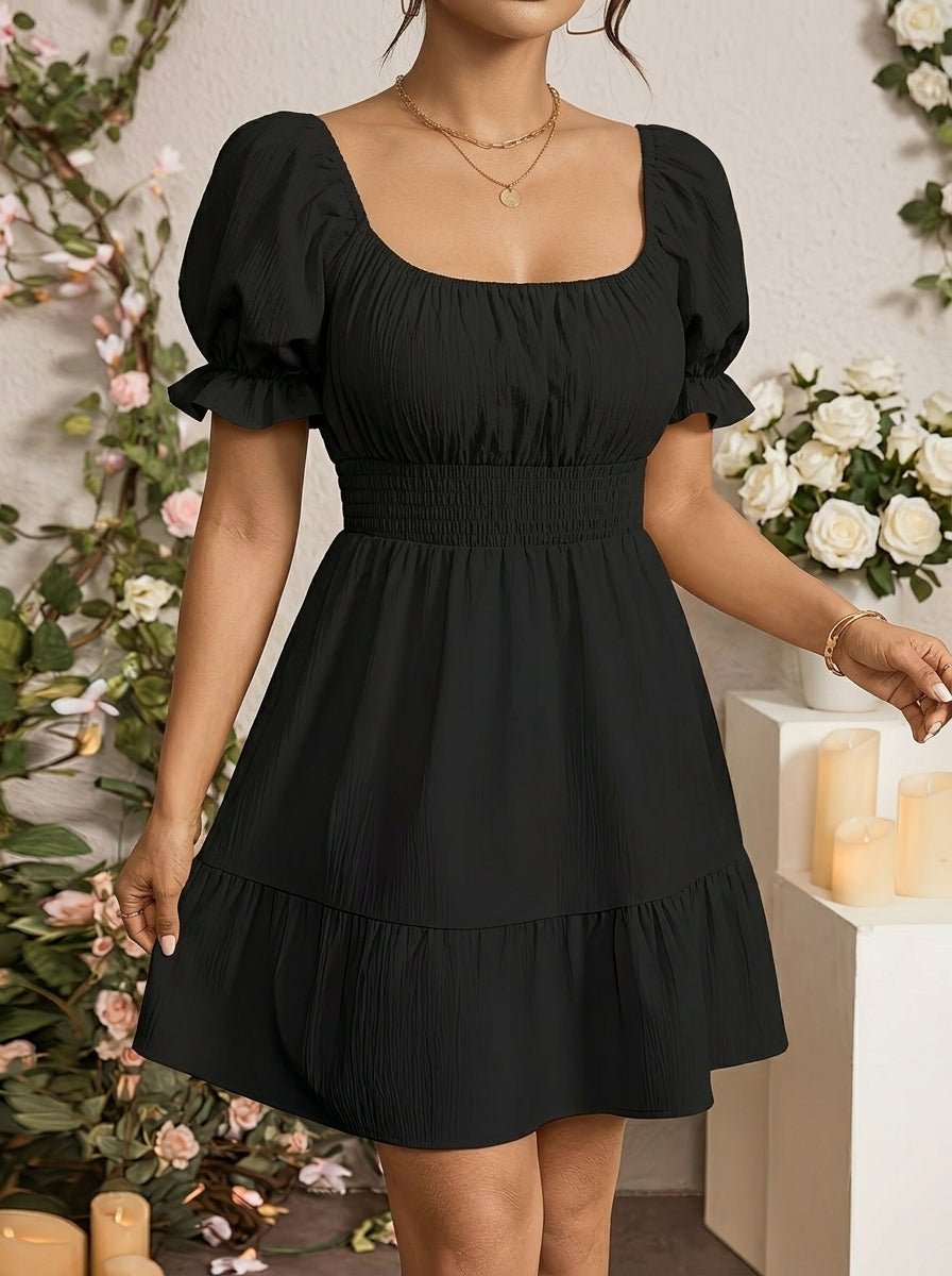 KoKodress Smocked Puff Sleeve Mini Dress for Vacation | detail-4.jpg