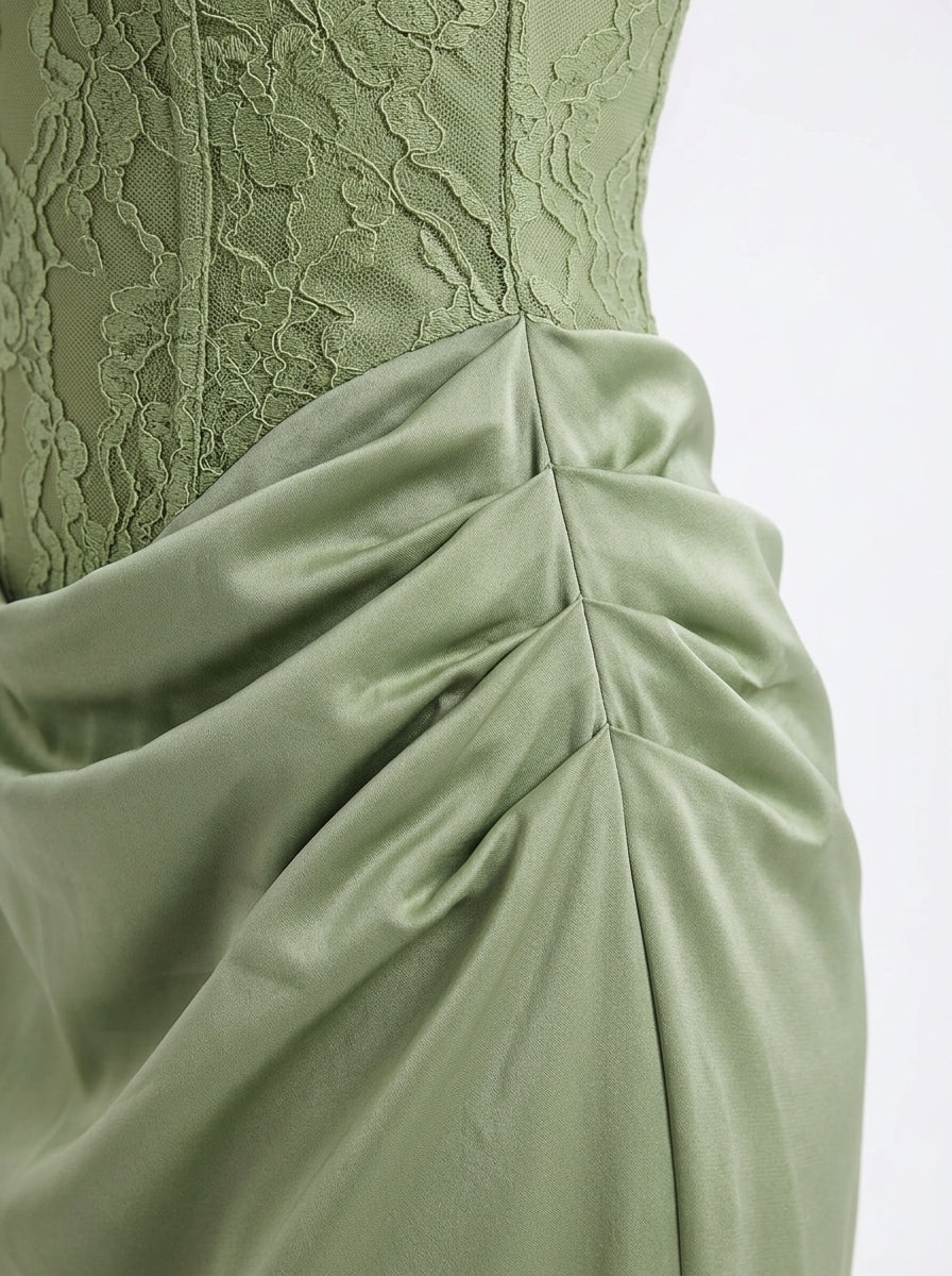 KoKodress Strap Lace Corset Draped Midi Dress for Wedding | detail-7.jpg