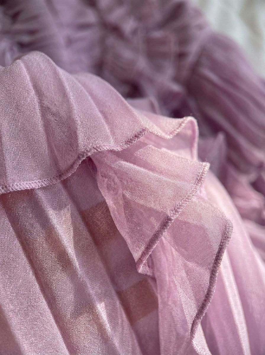 Kokodress Lavender Halter Pleated Ruffle Maxi Dress for Wedding Guest & Formal