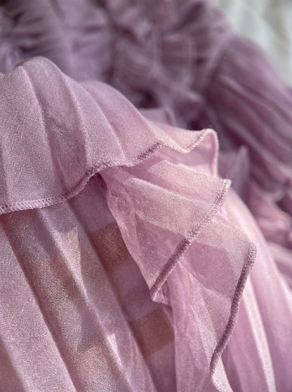 Kokodress Lavender Halter Pleated Ruffle Maxi Dress for Wedding Guest & Formal