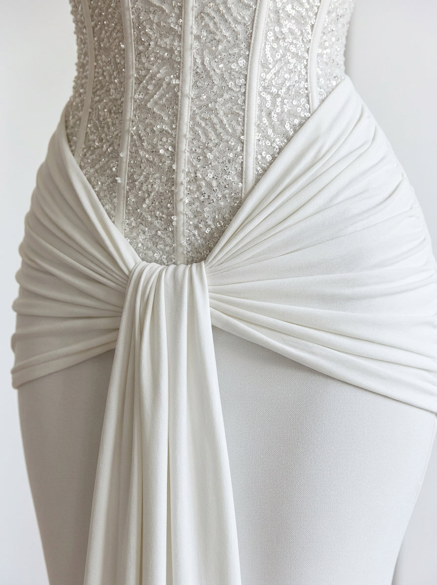 Kokodress Beaded Corset Sweetheart Maxi Dress with Slit for Formal