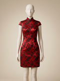 Printed Cap Sleeve Mini Cheongsam Dress - Kokodress AI product design render