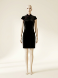 Black Velvet Cap Sleeve Short Qipao - Kokodress AI product design render