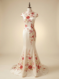Floral Embroidery Mermaid Wedding Qipao - Kokodress AI product design render