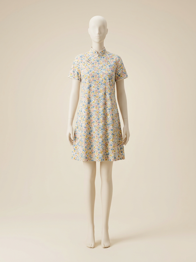 Floral Cotton Short Qipao